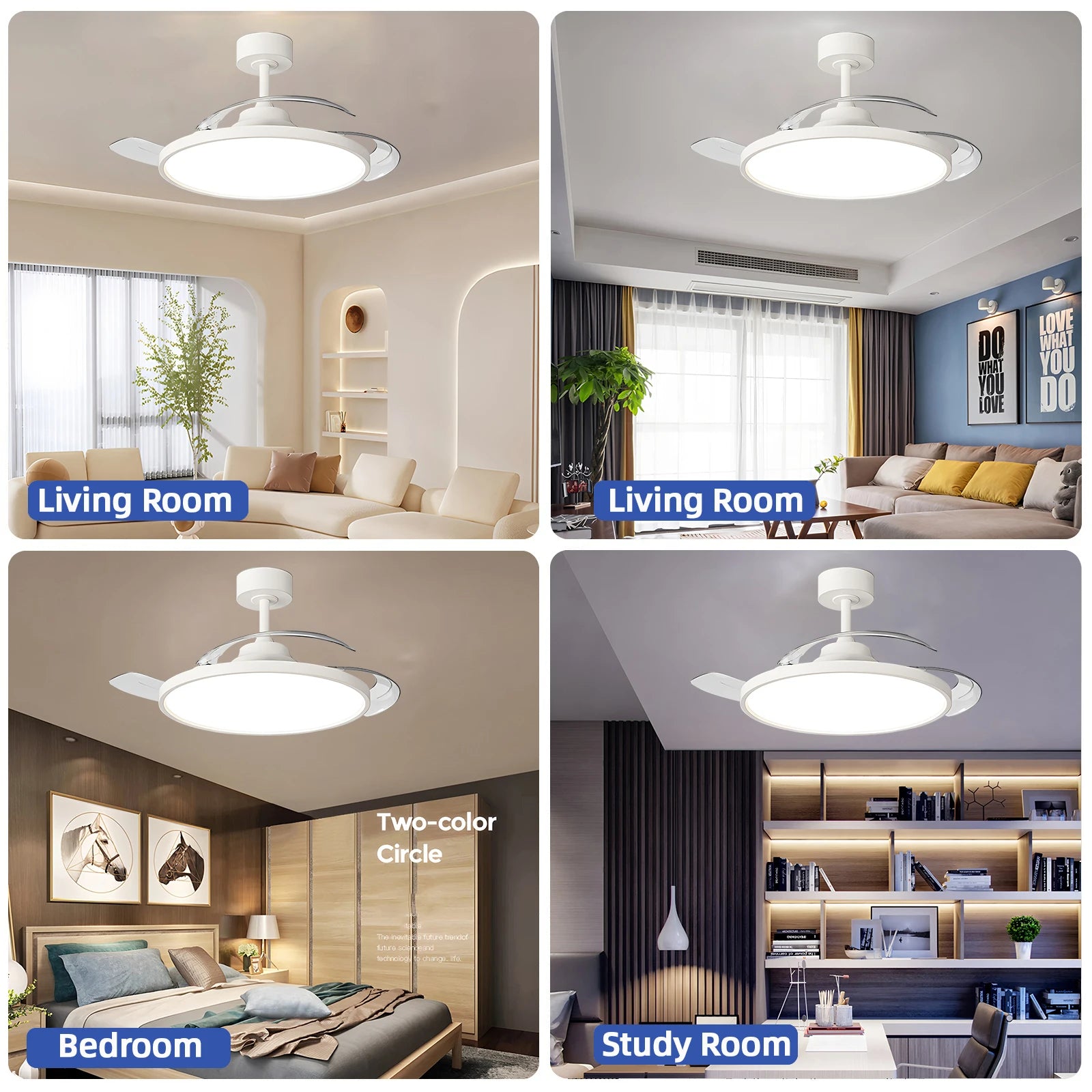 IRALAN Ceiling Lamp Fan Retractable Blades Smart with Remote Control Ceiling Fan with Light Energy Saving Led Living Room Light