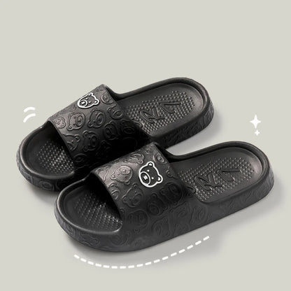 Summer Women Casual Slippers Cute Bear Indoor Soft Sole Outdoor Non-slip Air Cushion Lightness Men Fashion Flat Shoes
