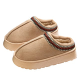 Feslishoet - Pantuflas de felpa antideslizantes para mujer, suela gruesa, cálidas, para interiores y exteriores, a la moda, para invierno 