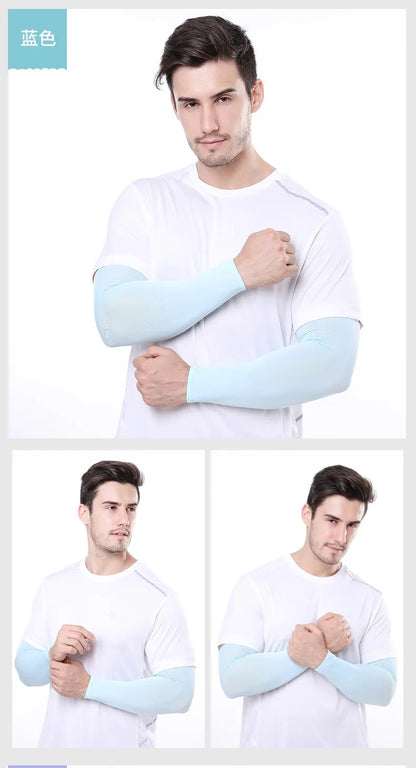 2Pcs Unisex Cooling Arm Sleeves Cover Sports Running UV Sun Protection Outdoor Men Fishing Cycling Sleeves for Hide Tattoos