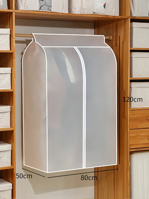 Clothing Dust Cover Transparent Dress Clothes Garment Dust Cover Hanging Organizer Waterproof Dustproof Clothes Wardrobe Storage