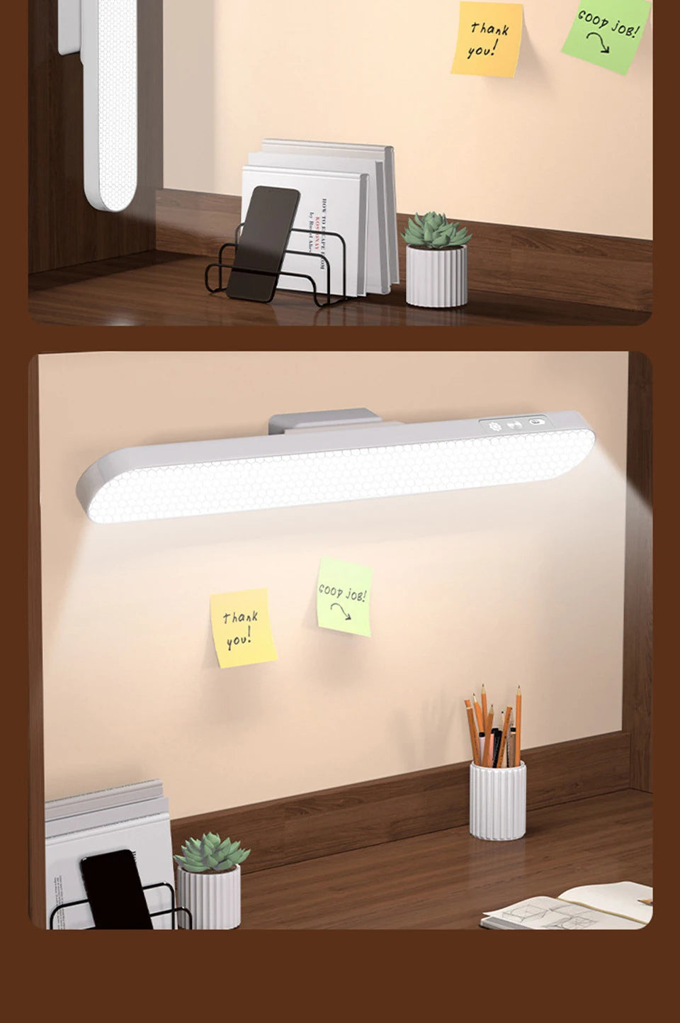 LED Table Lamp Magnetic Hanging USB Rechargeable Desk Lamp 3 Color Reading Light Dimmable Cabinet Closet Wardrobe Night Light
