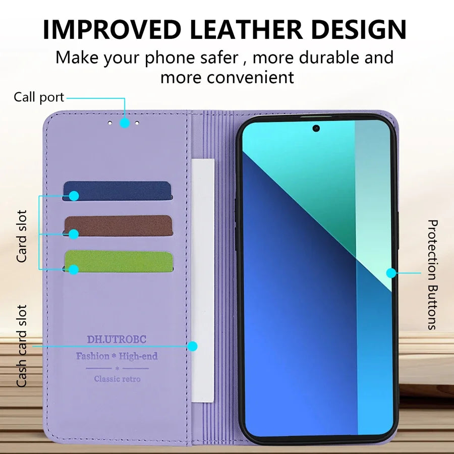 Wallet Skin friendly Magnetic Card Slot Flip Leather Case For Xiaomi 14T 13T 11T Poco X6 C65 C75 Redmi 14C 13C 13 12C 10C 9A 9C