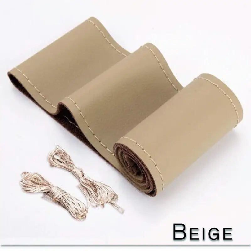 38cm 15inch Car Steering Wheel Braid Cover Artificial leather Needles And Thread Soft Non-slip Auto Interior Accessories Kits