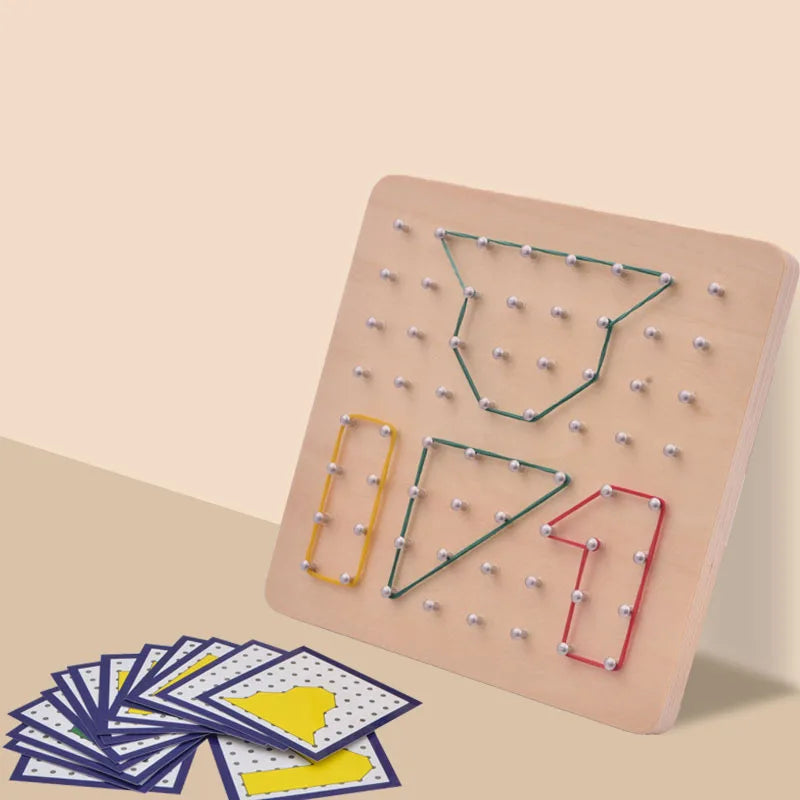 Montessori Baby Creative Toy Graphics Rubber Tie Nail Boards with Cards Childhood Education Preschool Kids