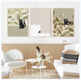 Cute Cats Pop Illustration Prints Canvas Painting Aesthetic Wall Art Pictures Home Room Dec Abstract Black Cat Drawing Poster