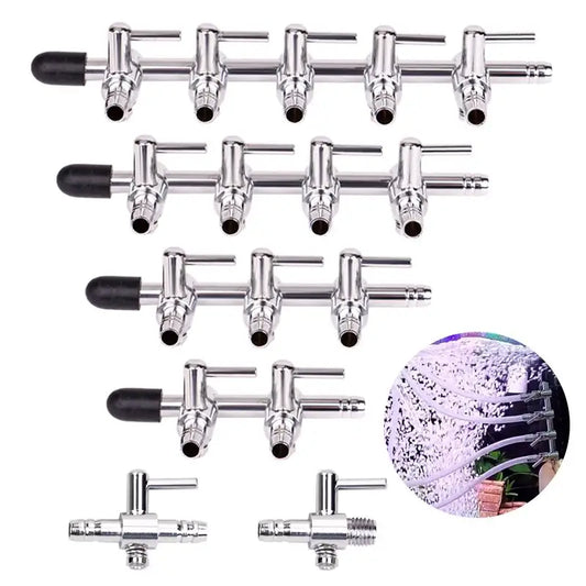 Stainless Steel Aquarium Air Distributor Fish Tank Oxygen Pump Accessories Air Splitter Flow Controller Pump Switch Valve Tap
