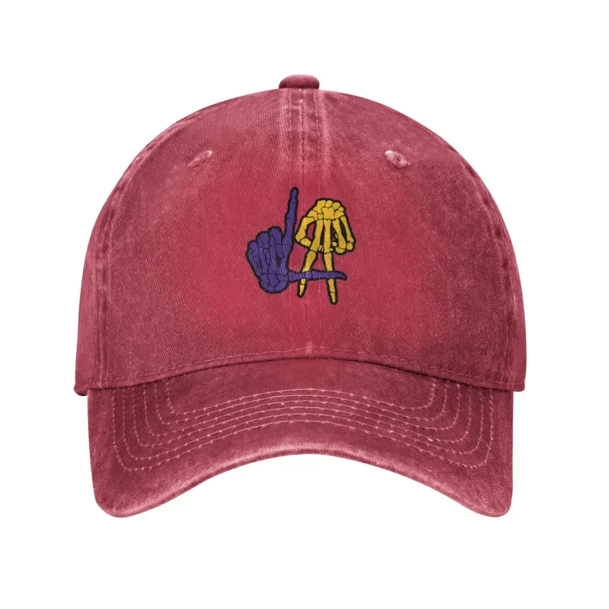 Fashion LA Lakers Skeleton Hand Sign Baseball Caps Women Men Snapback Cap Female Male Visors Sun Hat Unisex Adjustable