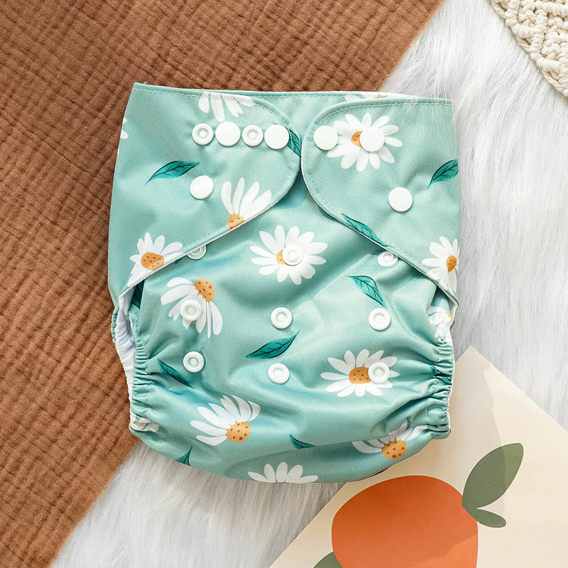 Pañales de tela para bebé, impermeables, reutilizables, ajustables, ecológicos, 100 % poliéster.
