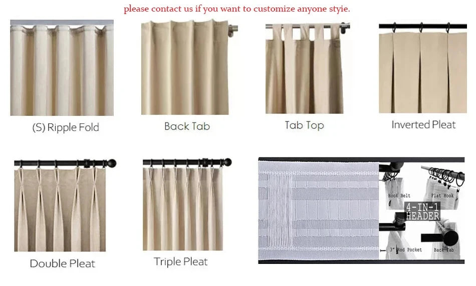 Herringbone Chenille Beige Thickened Blackout Curtains for Living Room Dining Room Bedroom Solid Color Luxury Curtains Custom