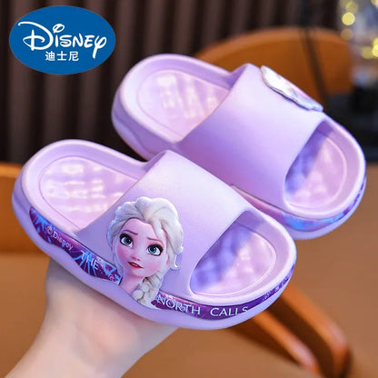 Sandalias y pantuflas de baño para niñas de Disney con diseño de princesa Elsa y suela suave antideslizantes de verano