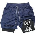 Men's Sports Shorts Anime Performance Shorts Printed Men GYM Casual Sport Compression Shorts Workout Running Mesh 2 in 1 Shorts