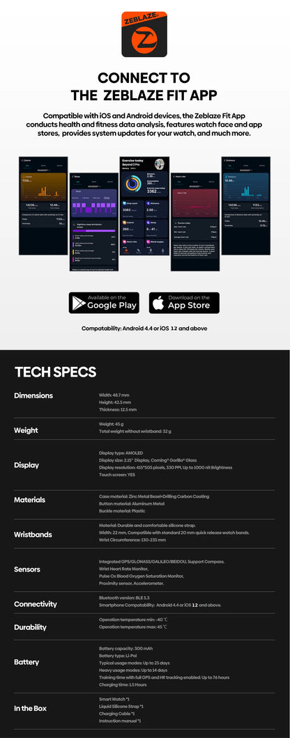 Nuevo reloj inteligente Zeblaze Beyond 3 Pro con GPS, pantalla AMOLED de 2,15", GPS integrado e importación de rutas, permite realizar y recibir llamadas.