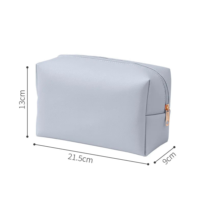 Solid Color Cosmetic Bags for Women Travel Portable Makeup Storage Bag Zipper Toiletry Pouch