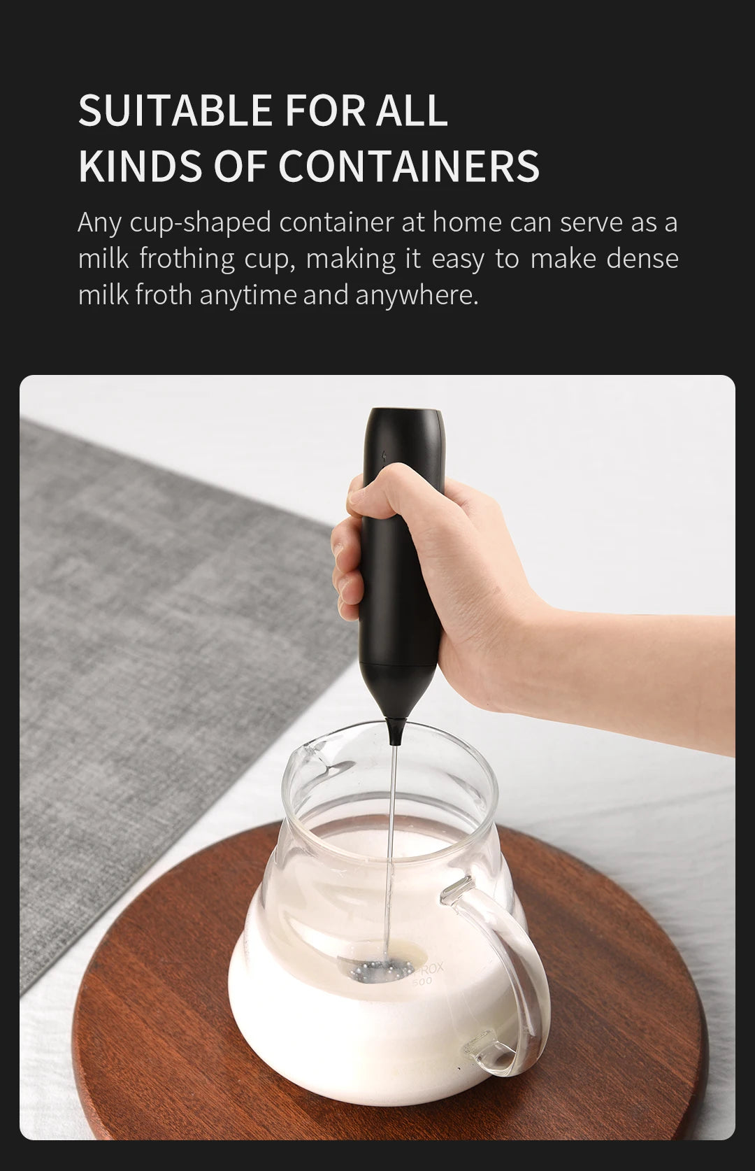 Electric Milk Frother Coffee Frother USB-C Rechargeable Electric Whisk Powerful Mini Drink Mixer