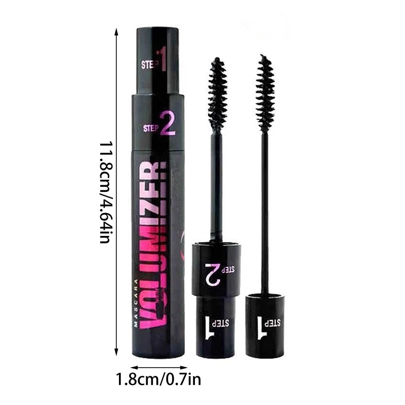 1PC 2in1 Black Double Purpose Mascara Waterproof Lengthen Lash Extension Sweatproof Curling Brushes Eye Fiber Mascara Eyelashes