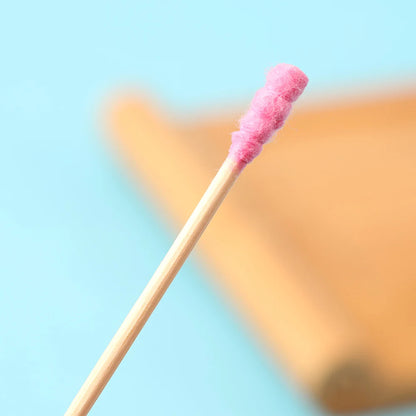 100PCS Disposable Cotton Swab Cute Pink Double Head Cotton Stick Makeup Remover Bat for Beauty Cosmetics Ear Cleaning Swabs