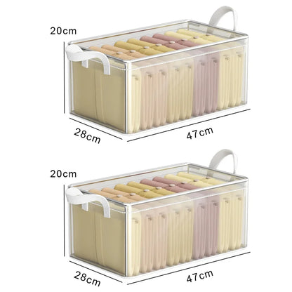 Cesta de almacenamiento transparente de PVC para ropa interior, caja de almacenamiento con marco de acero inoxidable, organizador de armario, caja de tela impermeable