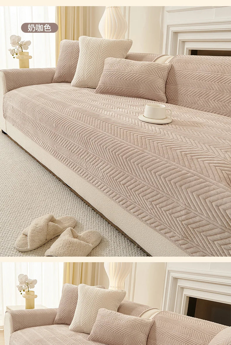 1PC Velvet Thicken Sofa Seat Cover Nordic Universal Sofa Cushion Slipcover Anti-slip L Corner Couch Towel Mat for Living Room