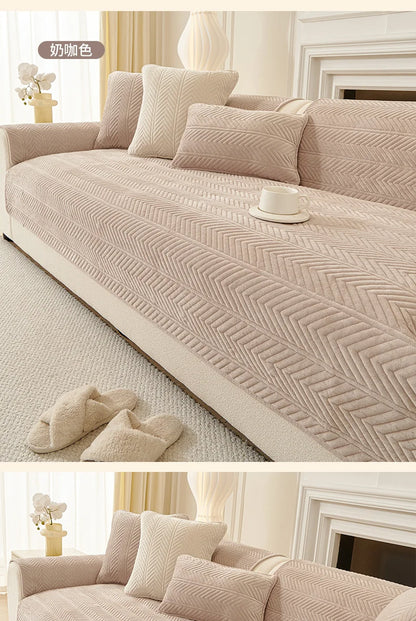 1PC Velvet Thicken Sofa Seat Cover Nordic Universal Sofa Cushion Slipcover Anti-slip L Corner Couch Towel Mat for Living Room