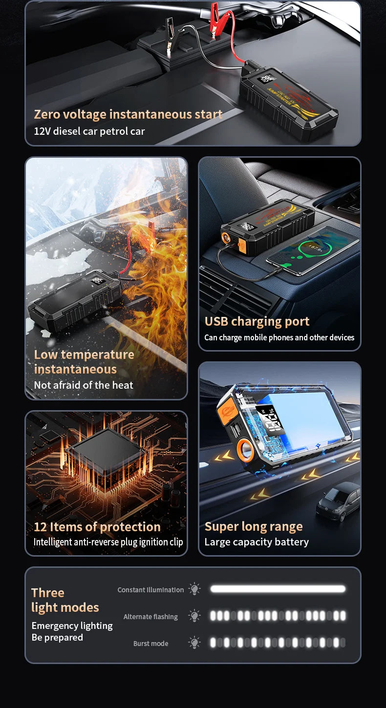 NEW Jump Starter Power Bank 6000A Portable Car Battery Starter For 12V Car Emergency Booster Starter Starting Device