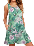 9XL Plus Size Sundress Loose Flowers Plant 3D Printing Dress For Women 2025 Summer Retro Sleeveless Dress Casual Beach Dresses