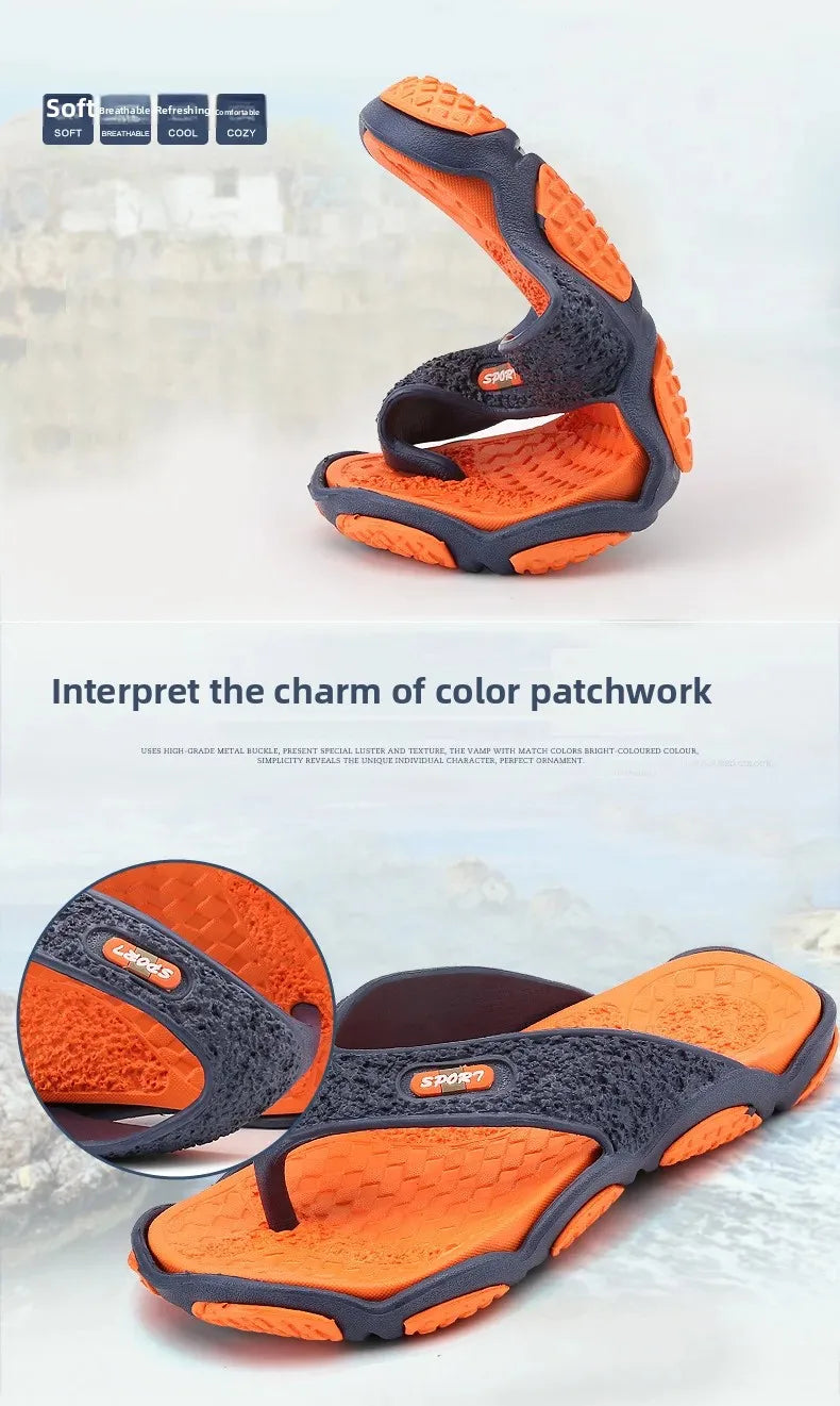 Men's Summer 2025 Trendy Flip Flops Beachwear Slippers Anti-slip Deodorant Casual Shoes Plastic Slip-On Sandals for Adults