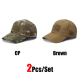 1/2pcs New Men's Camouflage Baseball Cap Breathable Sunscreen Hat Outdoor Sports Hunting Hiking Camping Beach Fishing Sun Hat