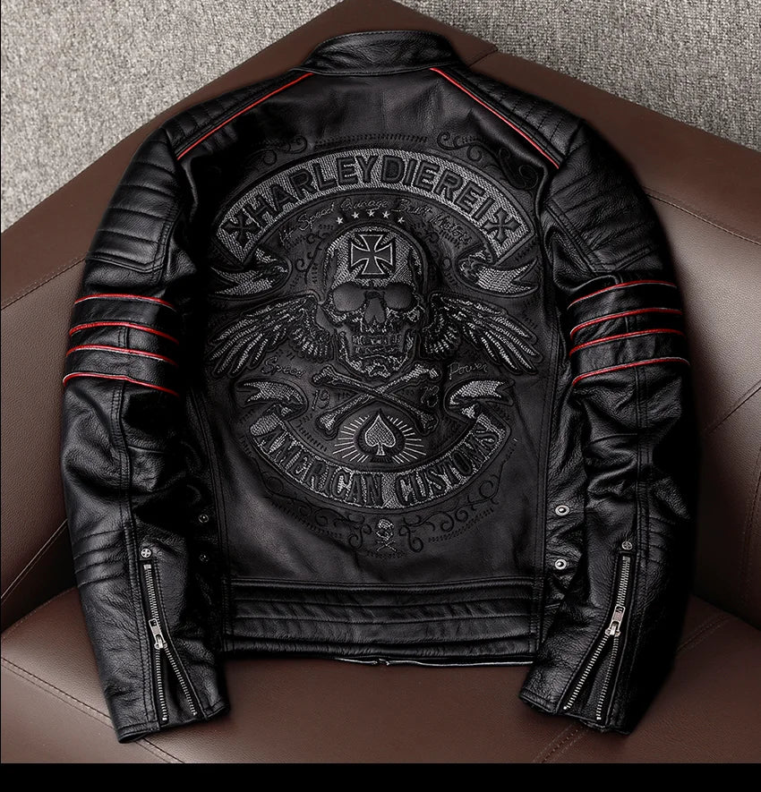 Chaqueta de motociclista nueva para hombre, de piel de vaca, para motocross, de cuero, para invierno, resistente al viento, para carreras, ropa de motociclista resistente al desgaste para Harley.