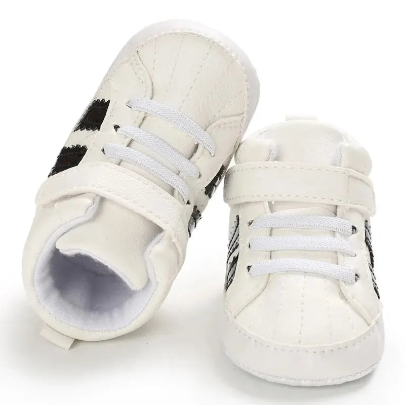 Meckior - Zapatillas altas para bebés, niños y niñas, suela suave antideslizante, zapatos para primeros pasos de cuna, 0-18 meses