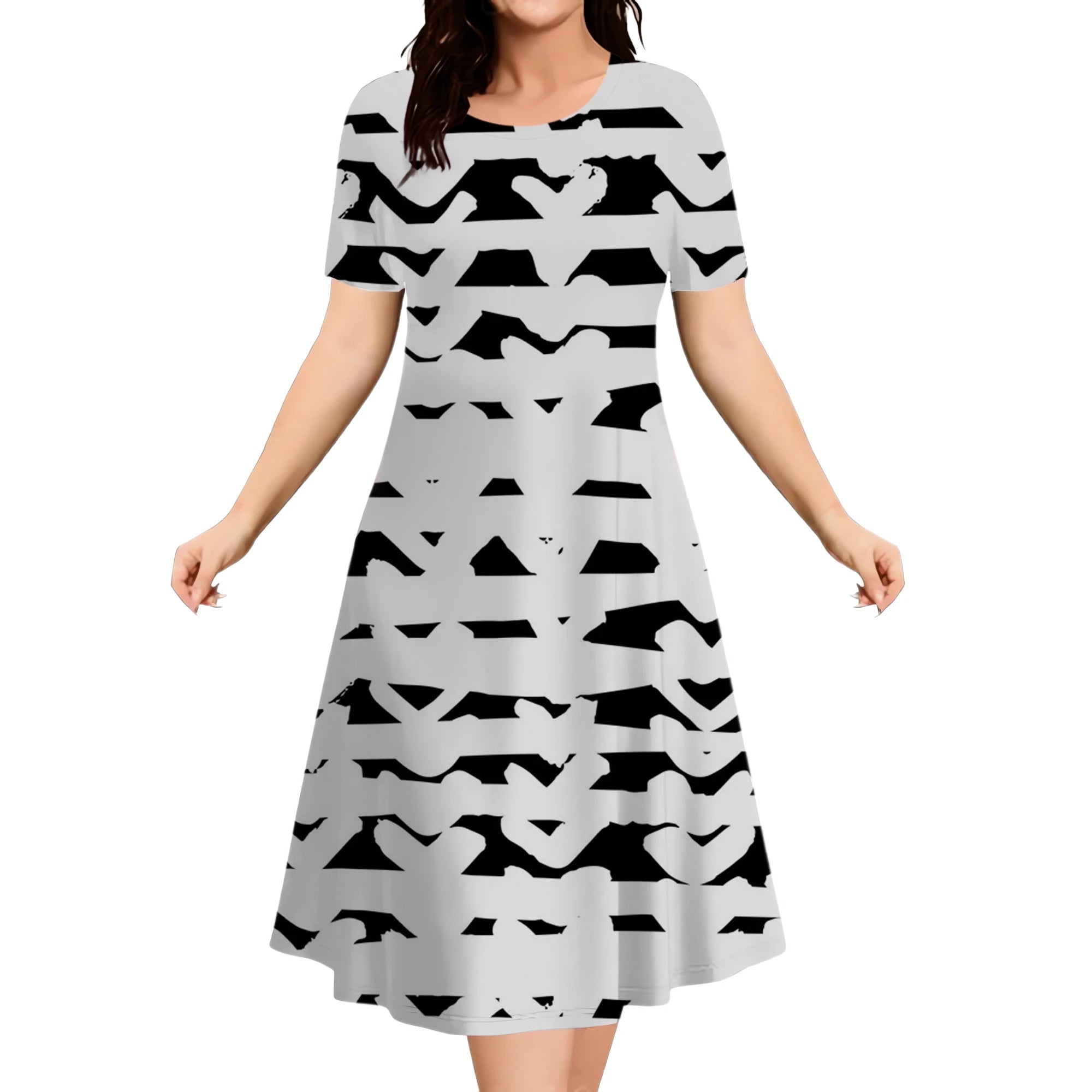 9XL Plus Size Short Sleeve Dresses For Women 2026 Fashion Summer Dot 3D Print Round Neck Dress Female Casual Oversized Clothing