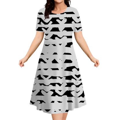 9XL Plus Size Short Sleeve Dresses For Women 2026 Fashion Summer Dot 3D Print Round Neck Dress Female Casual Oversized Clothing