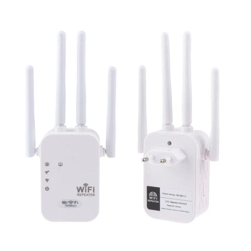 Repetidor WiFi de 300 Mbps, extensor WiFi inalámbrico, amplificador WiFi de 4 antenas, 5G, 2,4G, red de doble banda, enrutador de señal de largo alcance