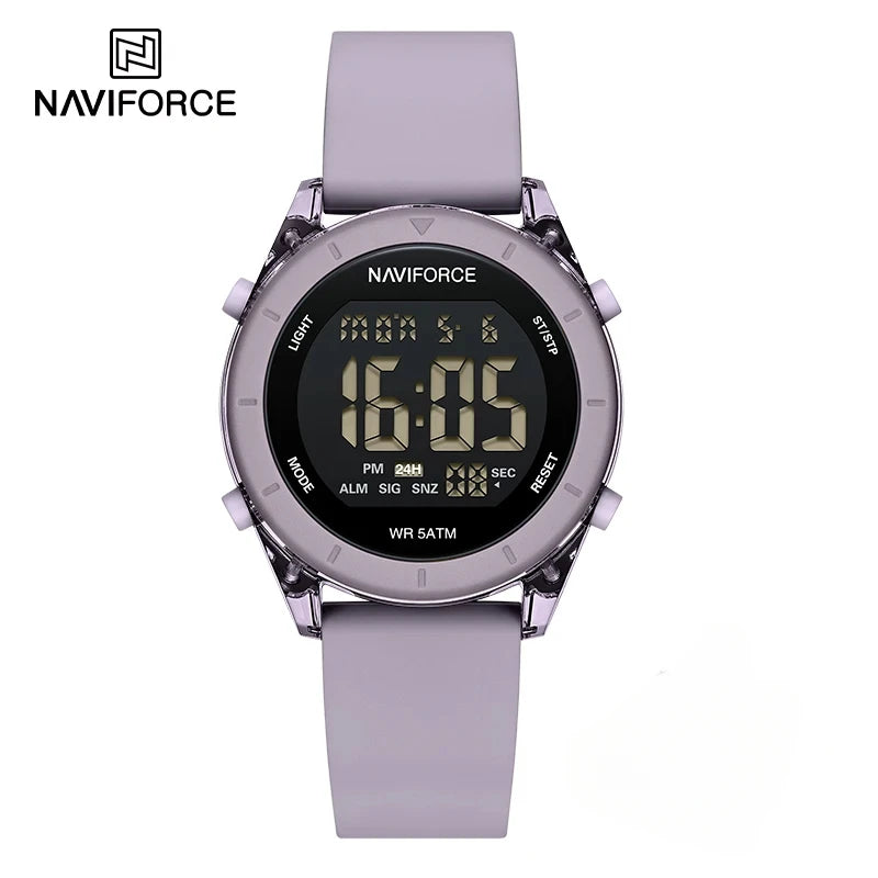 NAVIFORCE NF7108 Casual Wild Ladies Watch 50m Waterproof LCD Digital Display Electronic Silicone Strap Female Clock