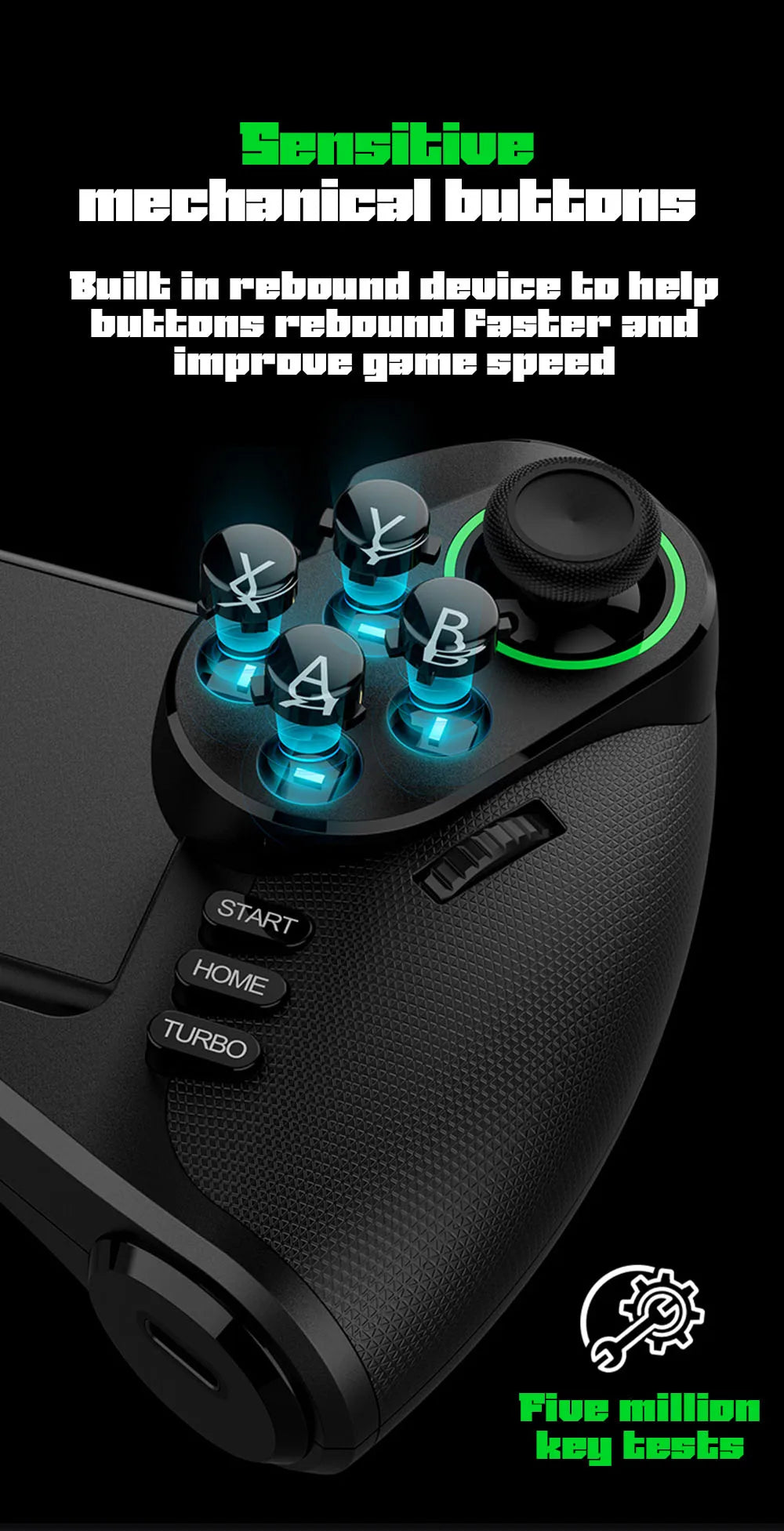 Mando Bluetooth Ipega PG-9777S para Nintendo Switch, Android, iOS, iPad y PC con luz RGB, vibración lineal y control extensible.