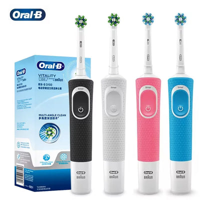 Cepillo de dientes eléctrico Oral B D100 2D Vitality, resistente al agua, con cargador inductivo y temporizador.