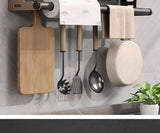 Gunmetal Space Aluminum Kitchen Storage Rack - No-Drill Wall Mounted Multi-Functional Organizer for Spice Jars and Knives