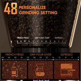 BioloMix Automatic Burr Mill Electric Coffee Grinder CG210 with 48 Grind Settings Adjustable for Espresso American Coffee