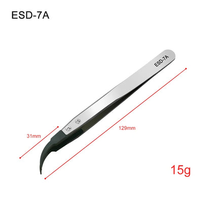 Anti-Static Pinças industriais, Precision Ferramentas Manuais Define, Eletrônica, curvo, ponta reta, inoxidável, DIY Fórceps, Phone Repair