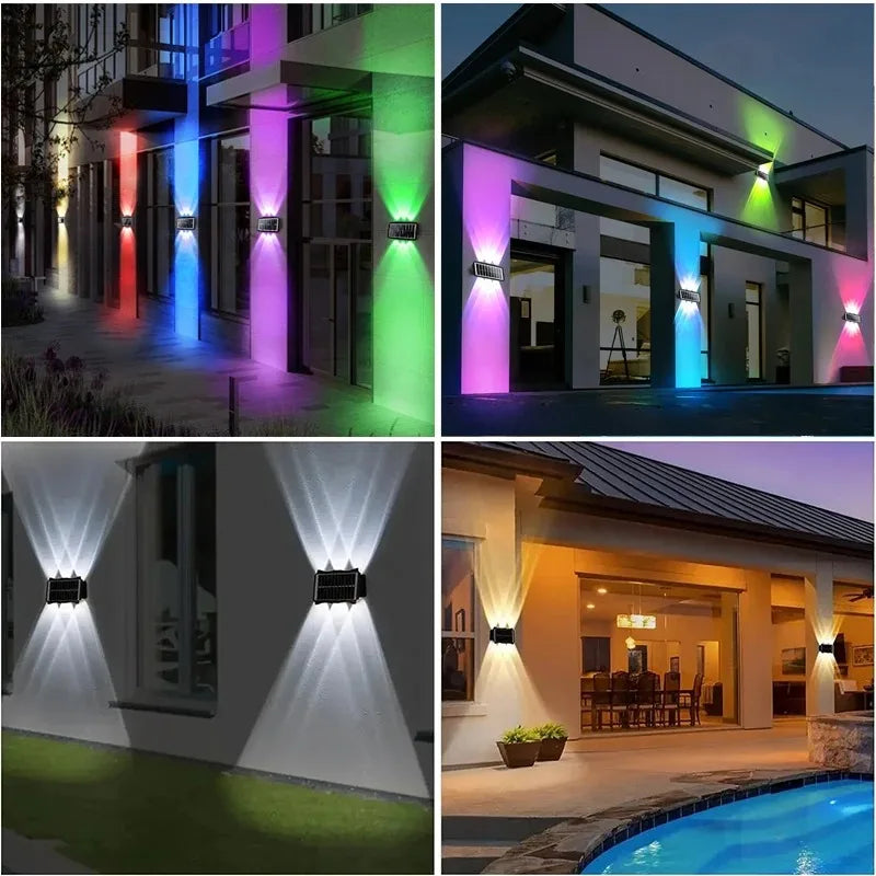 4/6/8LED Solar Wall Spotlight Outdoor Upper And Lower Lighting Solar Powered Waterproof Streetlight for Balcony Courtyard Garden