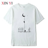 Summer Men's High Quality 100% Cotton Cool Funny Astronaut Print Casual Loose O-neck for Men T-shirt Male T-shirt Hip Hop Tee