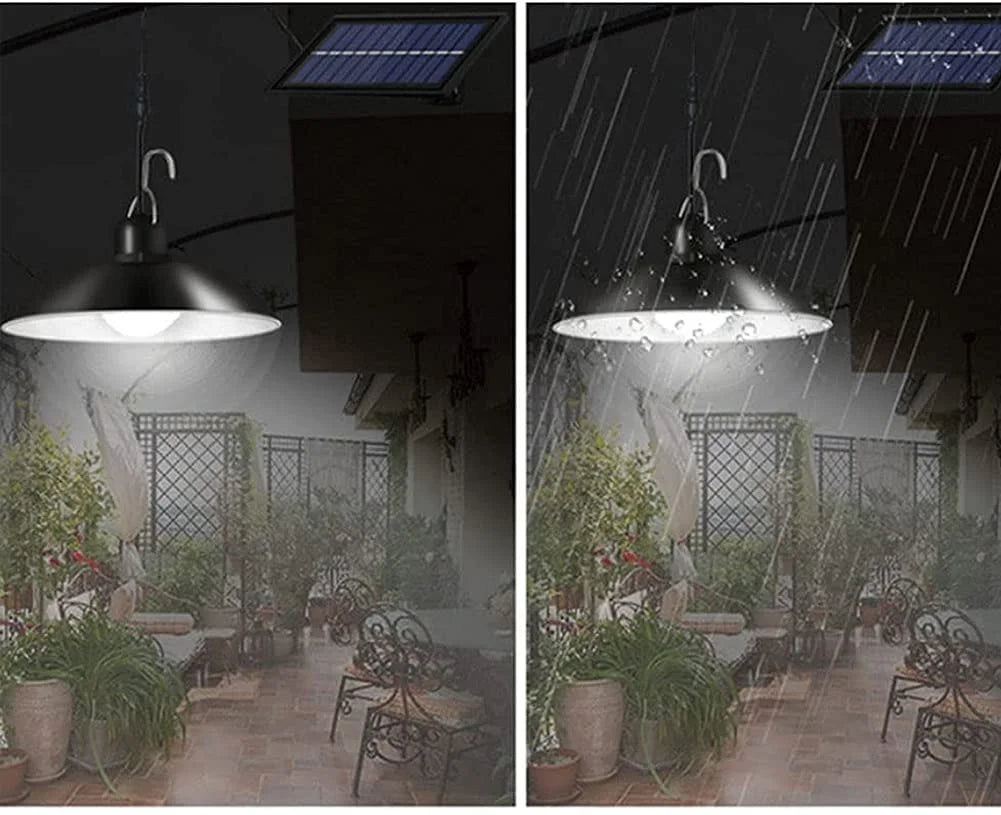 Solar Pendant Lights, Dusk to Dawn Auto Lamp with Remote Controller for Barn Shed Barn Chicken Coop Bullpen  etc