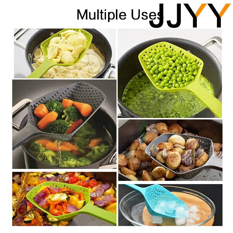 Colador grande para cocina, cuchara grande para Fideos, cuchara con mango largo, sartén antiadherente de alta temperatura, coladores, coladores, utensilios de cocina