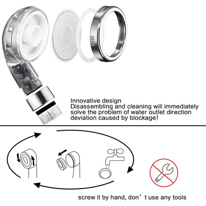 Anti Limestone Filtered Shower Head ABS High-Pressure Water Saving Handheld Clear Showerheads with Filter Beads for Bathroom