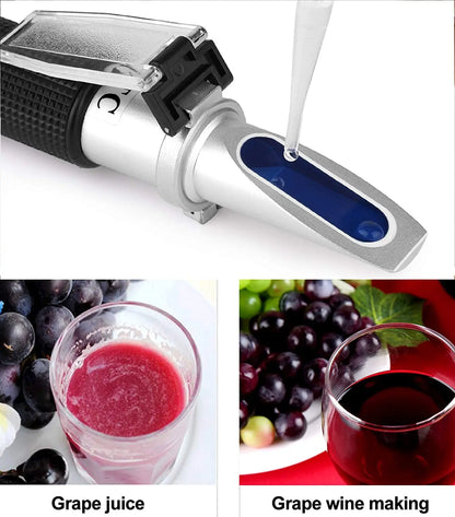 Wine Refractometer Brewing Measuring Sugar Content in Original Grape Juice & Predicting Wine Alcohol Brix 0-40% Alcohol 0-25% V