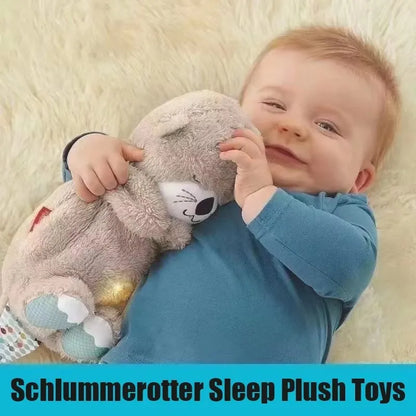 Baby Toy Doll, Breathing Bear, Newborn Sleep Relaxation Playmate, Otter Toy, Gentle Sleep Music, Light Plush Toy with Sound, Gif