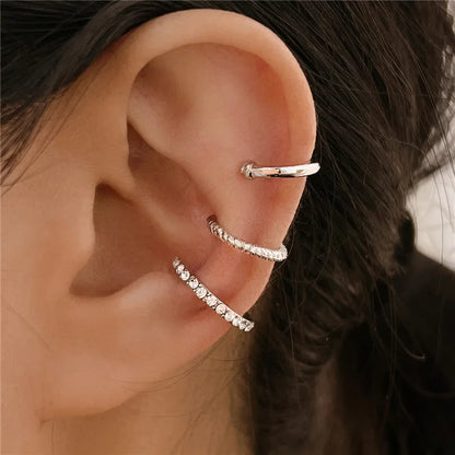 Silver Color Leaves Clip Earrings for Women Men Creative Simple C Ear Cuff Non-Piercing Ear Ear Clip Set Trend Jewelry Gift