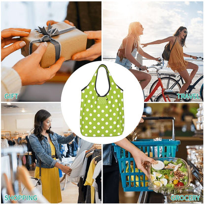 Custom Recycling Classic Black And White Polka Dot Shopping Bag Women Tote Bag Portable Grocery Shopper Bags