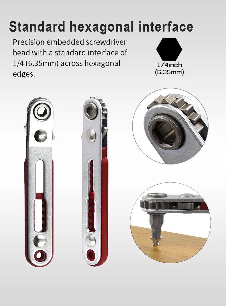 Multifunctional Bidirectional Forward and Reverse Ratchet Screwdriver Elbow Flat Head Wrench Cross Screwdriver Slotted Tool