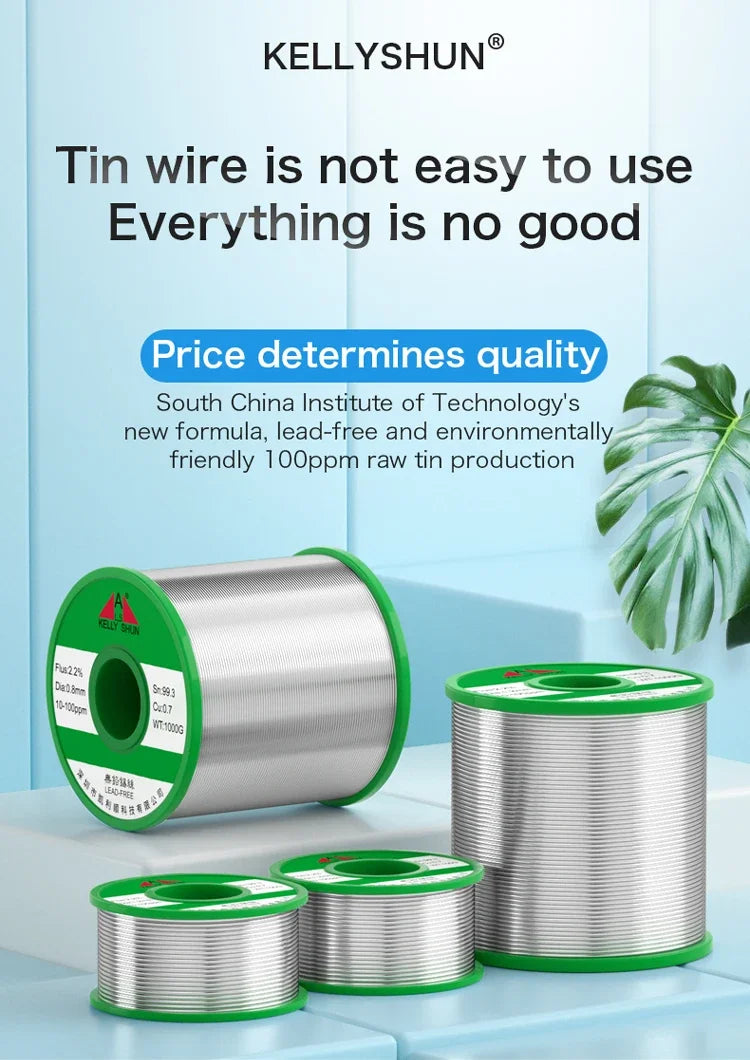 KELLYSHUN Lead free Solder Wire RoHS Containing Rosin Wire Soldering for Electrical High Purity Tin Solder Wire Roll 500g